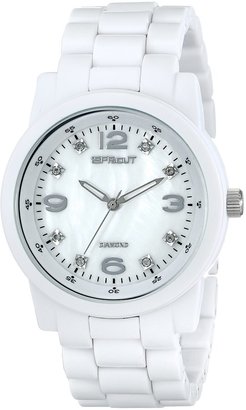 Sprout Women's ST5008MPWT Eco-Friendly Diamond Dial White Corn Resin Bracelet Watch