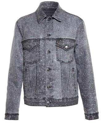 American Retro Denim Jacket with Paint Spatter Print