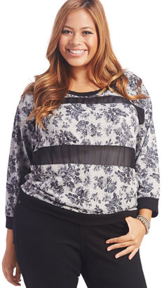 Wet Seal Floral & Chiffon Inset Pullover
