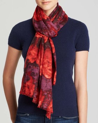 Aqua Abstract Blurred Floral Scarf - 100% Exclusive
