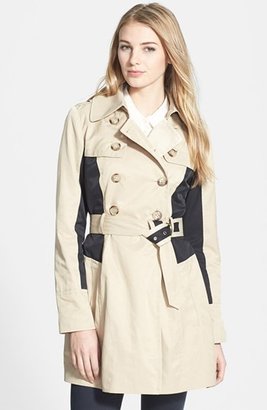 GUESS Colorblock Double Breasted Trench Coat