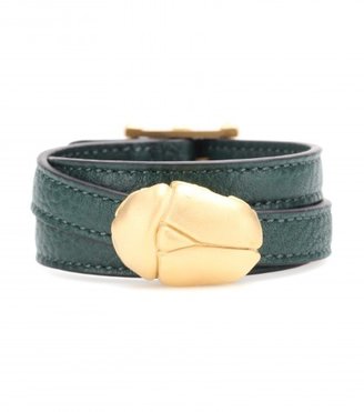 Valentino Scarab Leather Wrap Bracelet
