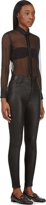 Saint Laurent Black Leather Skinny High Waist Trousers