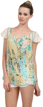 Johnny Was Ruffle Sleeve Top in Print