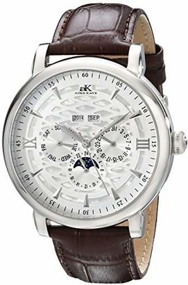 Adee Kaye Men's AK2242-M/SV Successo Stainless Steel Automatic Watch with Brown Faux-Leather Band