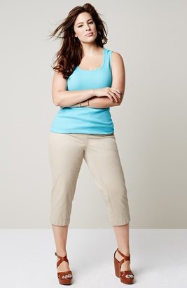 Sejour 'Megan' Stretch Cotton Crop Pants (Plus Size)