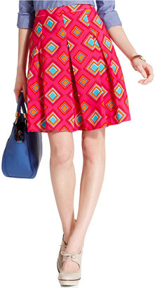 Tommy Hilfiger Printed Pleated A-Line Skirt