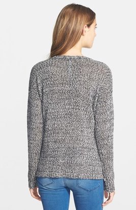 Kensie Zip Detail Mixed Yarn Sweater