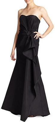 Carolina Herrera Night Collection Silk Falle Draped Gown