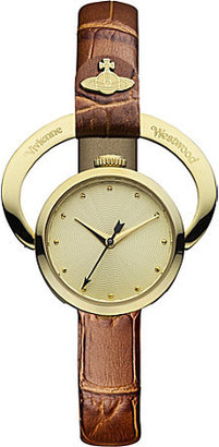 Vivienne Westwood Horseshoe gold-plated metal and leather watch
