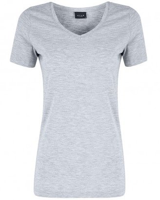 Vila Grey Gyras Short Sleeve V-Neck T-shirt