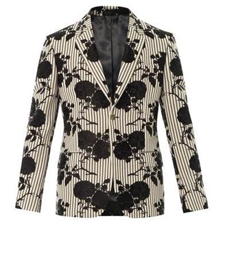 Alexander McQueen Rose-embroidered striped jacket