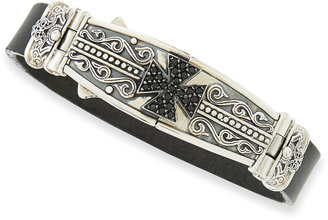 Konstantino Men's Leather & Spinel-Cross Bracelet