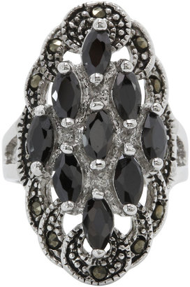 JCPenney Bridge Jewelry city x city Black Crystal & Marcasite Cluster Ring