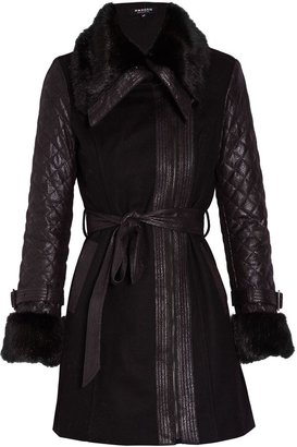 Morgan Leather and faux-fur trench coat