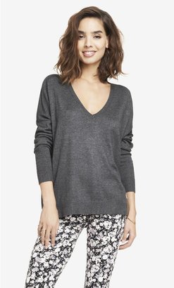 Express V-Neck Double Zip Vent Tunic Sweater
