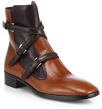 Prada Bicolor Leather Ankle Boots