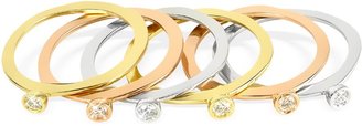 Torrini Bezel-set Diamond Three-tone 18K Gold Stackable Ring - Set of Six