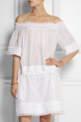 Collette Dinnigan Collette by Pleated linen and broderie anglaise mini dress