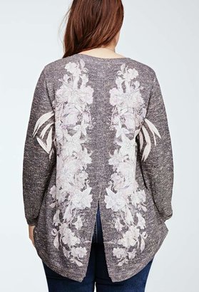 Forever 21 FOREVER 21+ Plus Size Floral Tulip-Back Marled Sweater