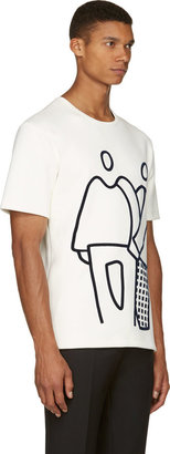 J.W.Anderson Cream & Navy Flocked Velvet Couple T-Shirt
