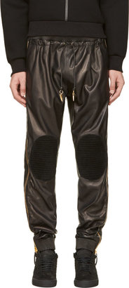Giuseppe Zanotti Black Leather Trousers
