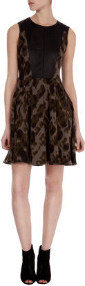 Karen Millen Camouflage And Faux Leather Dress