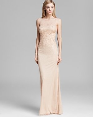 JS Collections Gown - Sleeveless Sequin Sheer