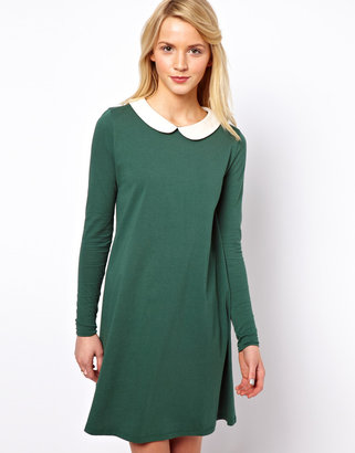 ASOS Swing Dress With Peter Pan Collar And Long Sleeves