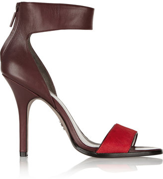 Pour La Victoire Yara paneled leather and calf hair sandals