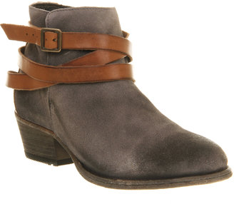 Hudson H By Horringan Strap Ankle Boot Grey Suede - Sale