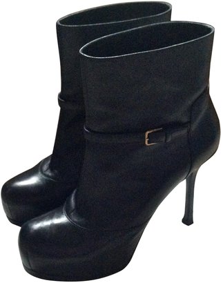 Yves Saint Laurent 2263 YVES SAINT LAURENT Black Leather Boots Trib Too