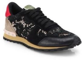 Valentino Leather & Lace Sneakers
