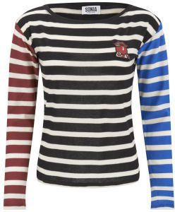 Sonia Rykiel Sonia by Women's Colour Block Striped Jersey Top Multi