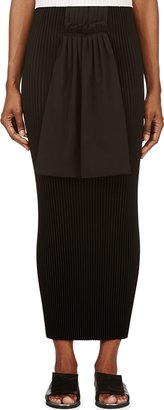 J.W.Anderson Black Wool Pleated & Gathered Apron Skirt