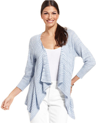 JM Collection Textured Ribbed Open-Front Cardigan