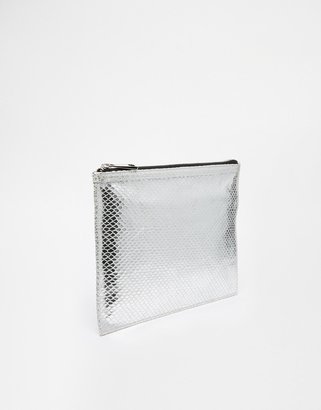 ASOS Leather Zip Top Clutch Bag