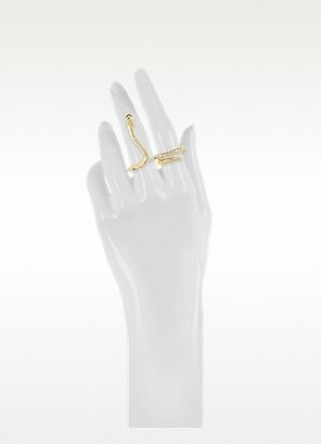 Just Cavalli Just Medusa Two Fingers Golden Steel Ring w/Crystals