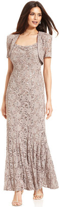 R & M Richards R&M Richards Sleeveless Sequin Lace Gown and Jacket