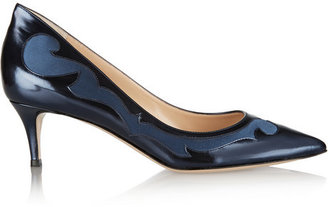 Gianvito Rossi Satin-paneled leather pumps