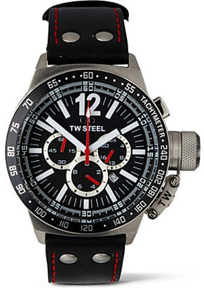 TW Steel CEO Canteen black leather chronograph watch