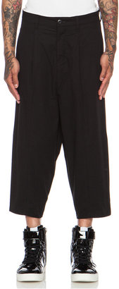 Attachment Drop Crotch Cotton-Blend Trouser in Black