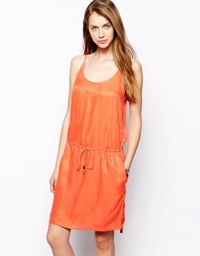 Calvin Klein Jeans Strappy Dress With Drawstring Waist - Living coral