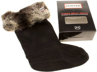 Hunter Accessories Black & Grey Kids Furry Cuff Welly Socks