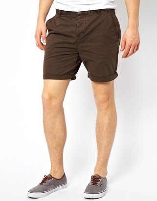 ASOS Chino Shorts In Mid Length - Brown