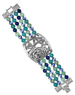 The Sak Turquoise Metal Plaque Beaded Bracelet
