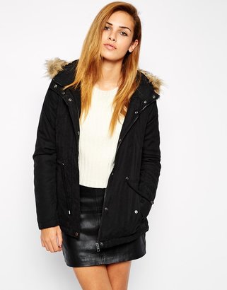 Only Faux Fur Hooded Parka
