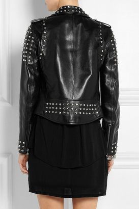 Versace Crystal-embellished leather biker jacket
