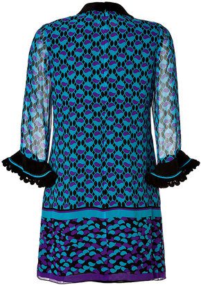 Anna Sui Ying Yang Border Print Dress in Violet Multi