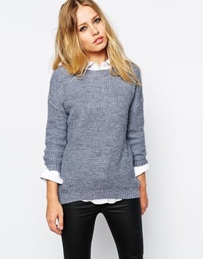 Warehouse Simple Soft Slouch Jumper - grey
